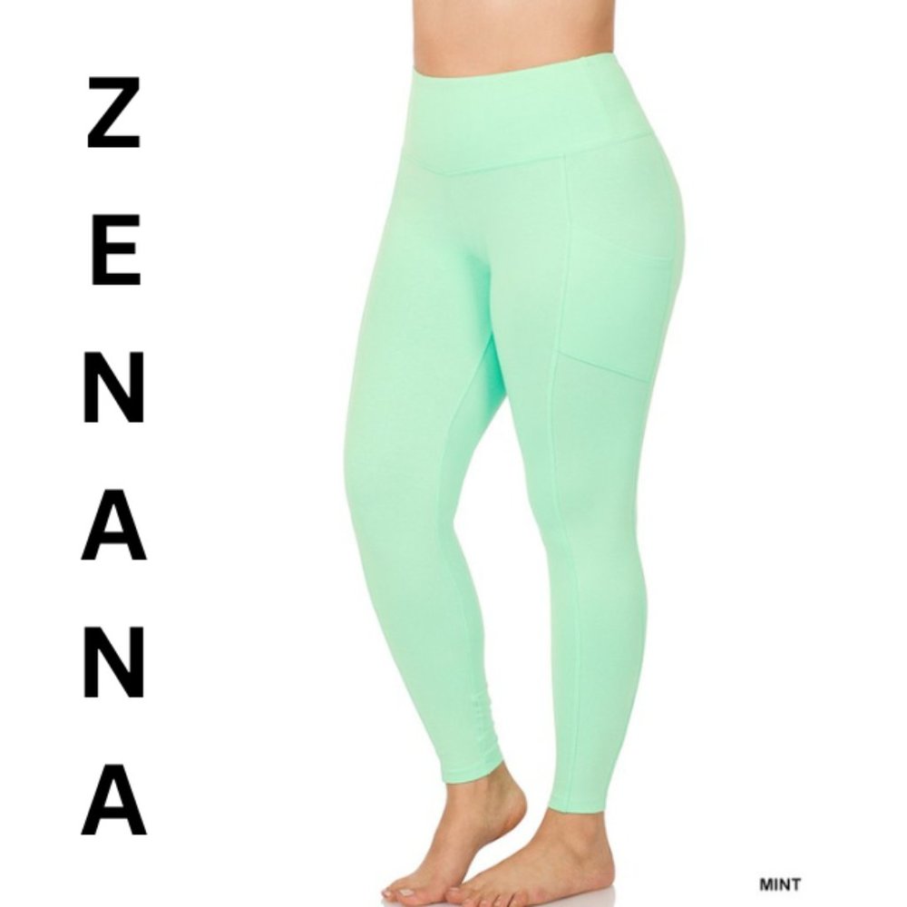 Zenana Plus Better Cotton Wide Waistband Pocket Leggings